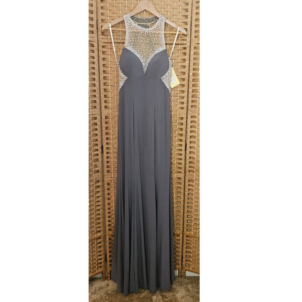 Wink Gray Halter Neck Dress Prom Gown VTG 6 NWT